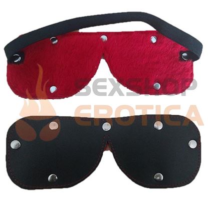 Antifaz negro con peluche rojo